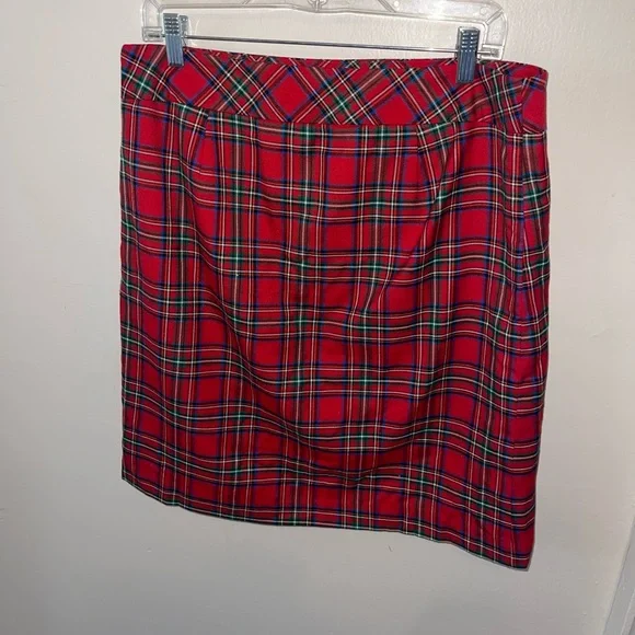 Talbots Vibrant Red Tartan Skirt Sz 12 - Picture 1 of 3